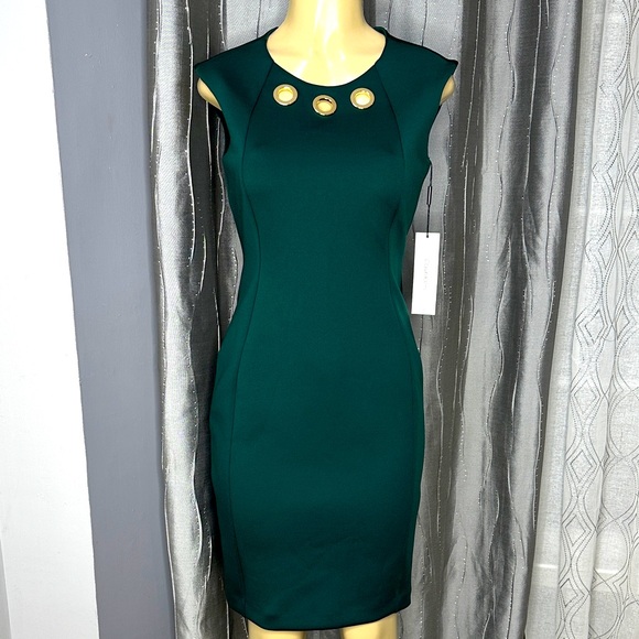 Calvin Klein Dresses & Skirts - Calvin Klein Women’s Sz 4  Teal Mini Dress with Gold Accents